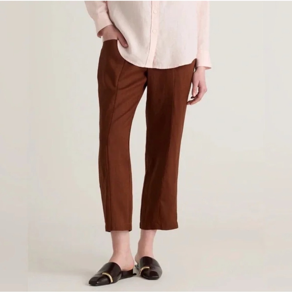 Quince 100% European Linen Brown Tapered Ankle Pants